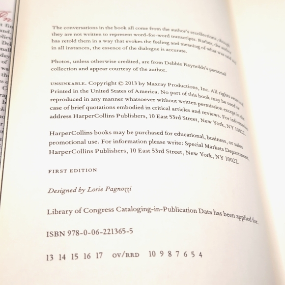 Genuine Authentic Debbie Reynolds Signed Autographed Book "Unsinkable A Memoir" - Picture 7 of 10